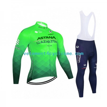 Homme Tenue Cycliste Manches Longues et Collant à Bretelles 2022 Astana Qazaqstan Team N003
